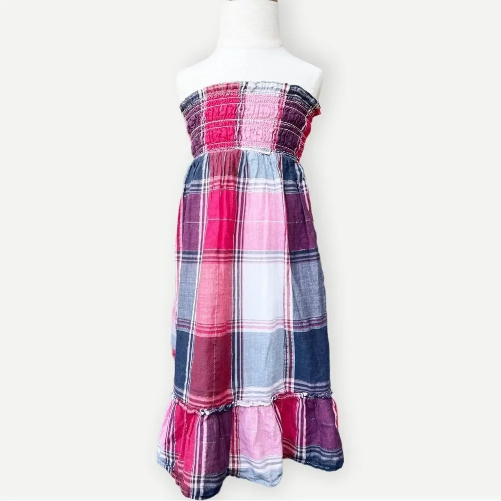 Old Navy Girls Toddler Kids Sleeveless Ruched Plaid Lined Summer Dress. 5. 5T.
